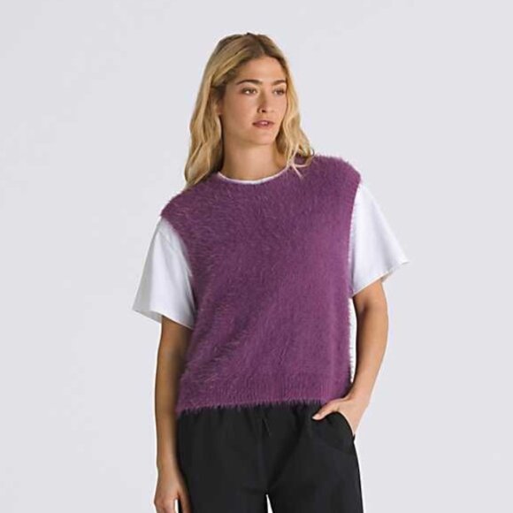 NWT VANS  Roger Sweater Vest In Plum Fuzzy Large - Picture 6 of 12